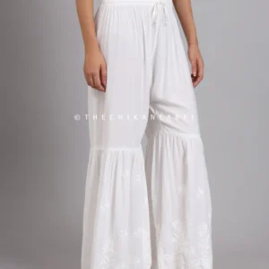 Idayat Modal Single Layer Chikankari Garara - White