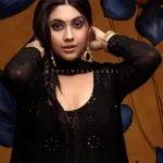 BlackPureGeorgetteChikankariAnarkaliEmbellishedwithMukaishWorkLucknowiChikanKurta_3