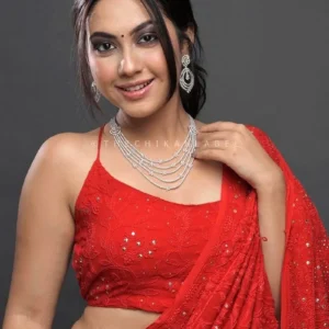 Reem Sameer Shaikh Red Chikankari Saree